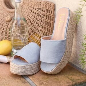 ***New***Lulus O'Ahu 2 Baby Blue Suede Espadrille Platforms